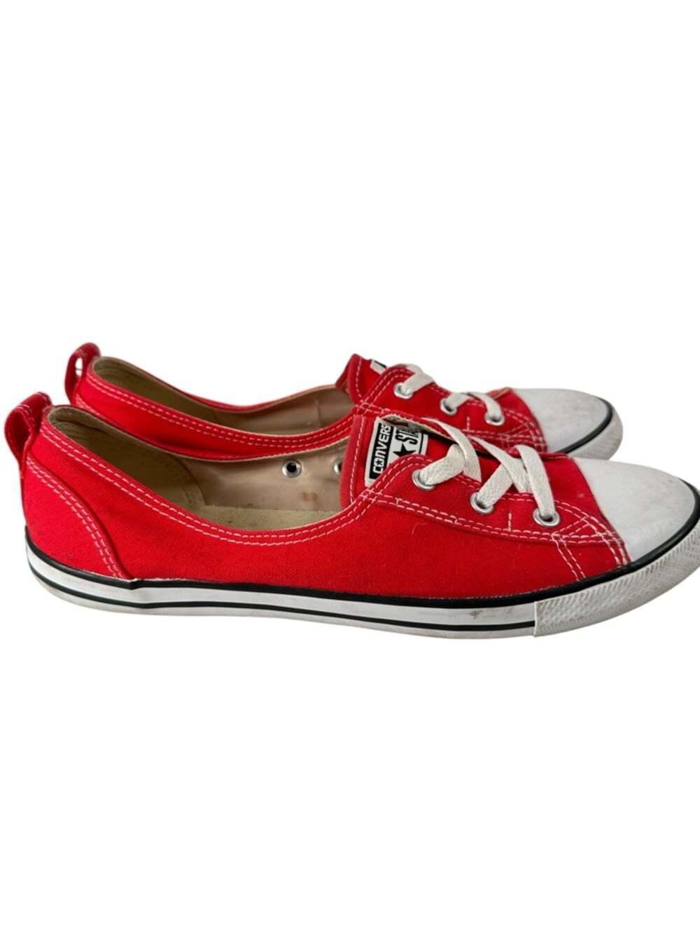 Converse Red Canvas Sneakers Low Top Lace Up Streetwear Casual Shoes Womens